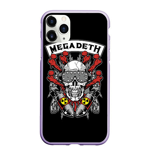 Чехол iPhone 11 Pro матовый Megadeth - ядерный череп / 3D-Светло-сиреневый – фото 1