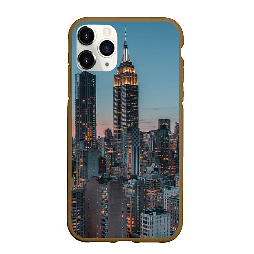 Чехол iPhone 11 Pro матовый Утренний город с небоскребами / 3D-Коричневый – фото 1