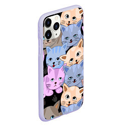 Чехол iPhone 11 Pro матовый Cats party, цвет: 3D-светло-сиреневый — фото 2