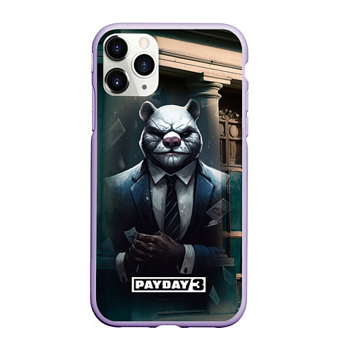 Чехол iPhone 11 Pro матовый Payday 3 white bear / 3D-Светло-сиреневый – фото 1