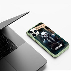 Чехол iPhone 11 Pro матовый Payday 3 white bear, цвет: 3D-салатовый — фото 2