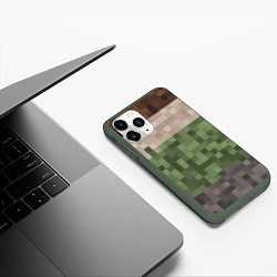 Чехол iPhone 11 Pro матовый Пиксельная текстура, цвет: 3D-темно-зеленый — фото 2