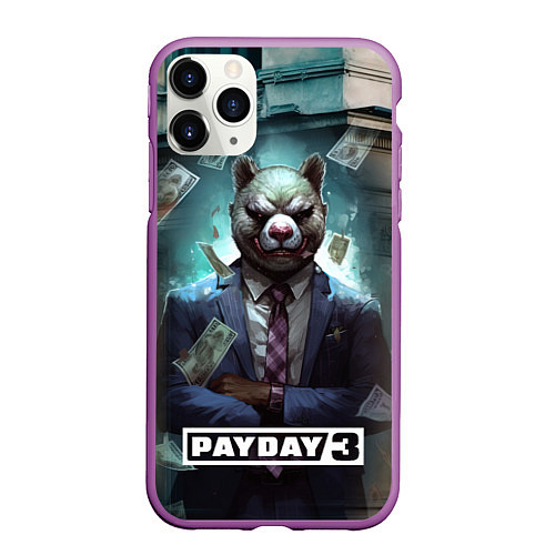 Чехол iPhone 11 Pro матовый Payday 3 bear / 3D-Фиолетовый – фото 1