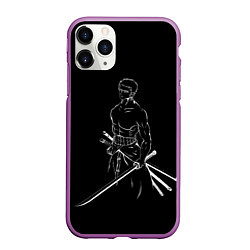 Чехол iPhone 11 Pro матовый Roronoa Zoro - One Piece, цвет: 3D-фиолетовый