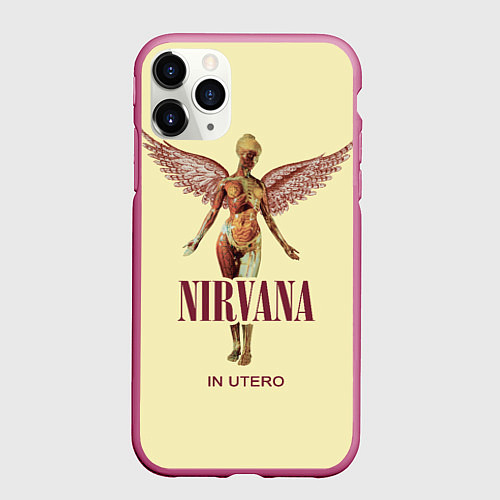 Чехол iPhone 11 Pro матовый Nirvana - In utero / 3D-Малиновый – фото 1