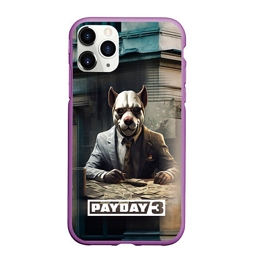 Чехол iPhone 11 Pro матовый Payday 3 dog / 3D-Фиолетовый – фото 1