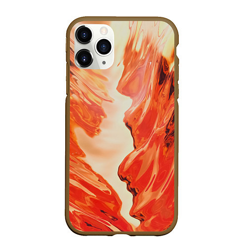 Чехол iPhone 11 Pro матовый Бежевые и красные краски / 3D-Коричневый – фото 1