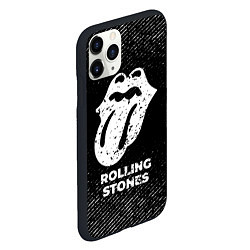 Чехол iPhone 11 Pro матовый Rolling Stones с потертостями на темном фоне, цвет: 3D-черный — фото 2