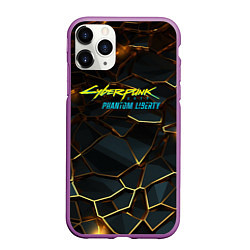 Чехол iPhone 11 Pro матовый Cyberpunk 2077 phantom liberty gold abstract, цвет: 3D-фиолетовый