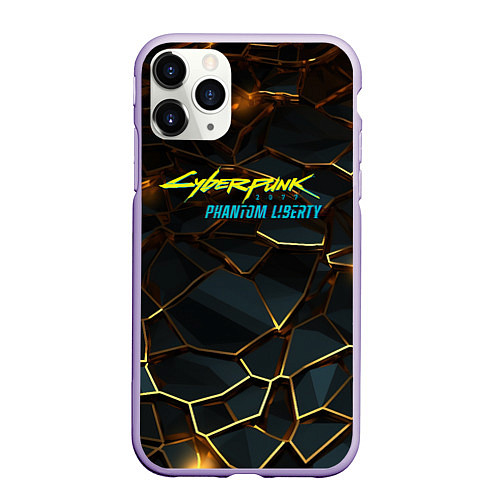 Чехол iPhone 11 Pro матовый Cyberpunk 2077 phantom liberty gold abstract / 3D-Светло-сиреневый – фото 1