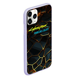 Чехол iPhone 11 Pro матовый Cyberpunk 2077 phantom liberty gold abstract, цвет: 3D-светло-сиреневый — фото 2