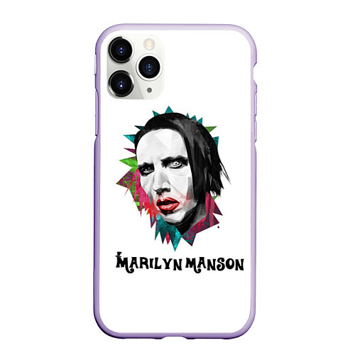 Чехол iPhone 11 Pro матовый Marilyn Manson art / 3D-Светло-сиреневый – фото 1