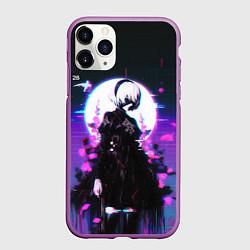 Чехол iPhone 11 Pro матовый Nier automata 2b neon, цвет: 3D-фиолетовый