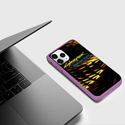 Чехол iPhone 11 Pro матовый Cyberpunk 2077 phantom liberty black gold, цвет: 3D-фиолетовый — фото 2