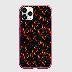 Чехол iPhone 11 Pro матовый Оранжевые листочки, цвет: 3D-малиновый