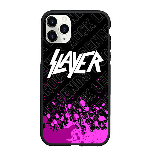 Чехол iPhone 11 Pro матовый Slayer rock legends: символ сверху / 3D-Черный – фото 1