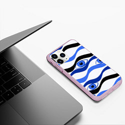 Чехол iPhone 11 Pro матовый Глазки плывущие в голубых волнах, цвет: 3D-розовый — фото 2