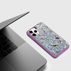 Чехол iPhone 11 Pro матовый Вся в пайетках, цвет: 3D-фиолетовый — фото 2
