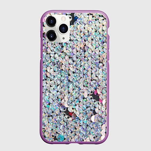 Чехол iPhone 11 Pro матовый Вся в пайетках / 3D-Фиолетовый – фото 1
