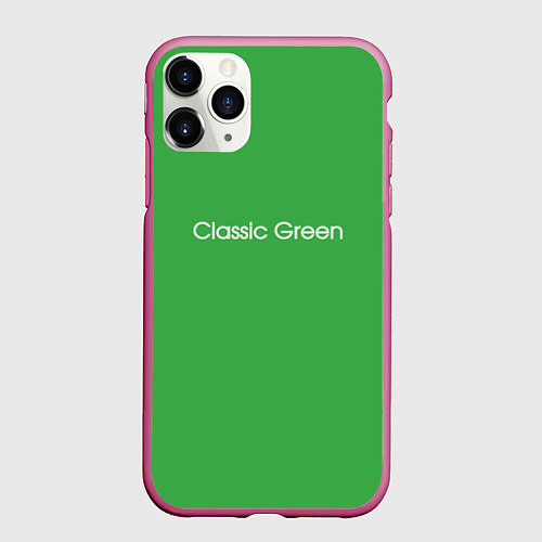 Чехол iPhone 11 Pro матовый Classic Green / 3D-Малиновый – фото 1