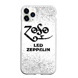 Чехол iPhone 11 Pro матовый Led Zeppelin с потертостями на светлом фоне, цвет: 3D-белый