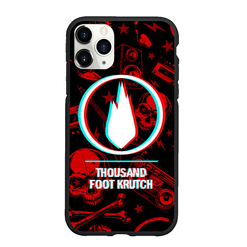Чехол iPhone 11 Pro матовый Thousand Foot Krutch rock glitch / 3D-Черный – фото 1