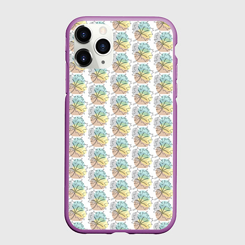 Чехол iPhone 11 Pro матовый Кленовые листики / 3D-Фиолетовый – фото 1