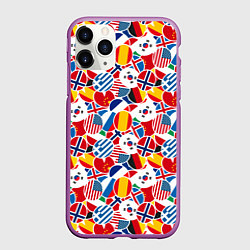 Чехол iPhone 11 Pro матовый Флаги стран мира, цвет: 3D-фиолетовый