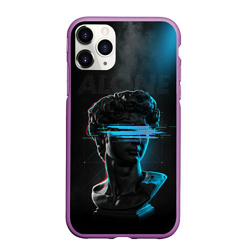 Чехол iPhone 11 Pro матовый Давид Микеланджело - дым / 3D-Фиолетовый – фото 1