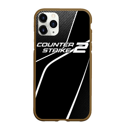 Чехол iPhone 11 Pro матовый Counter strike 2 - white line / 3D-Коричневый – фото 1