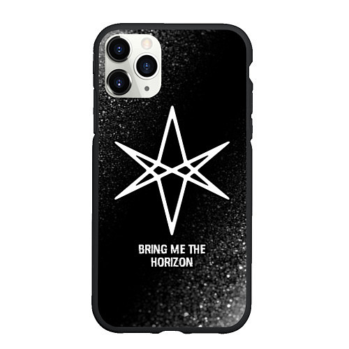 Чехол iPhone 11 Pro матовый Bring Me the Horizon glitch на темном фоне / 3D-Черный – фото 1