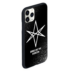 Чехол iPhone 11 Pro матовый Bring Me the Horizon glitch на темном фоне, цвет: 3D-черный — фото 2