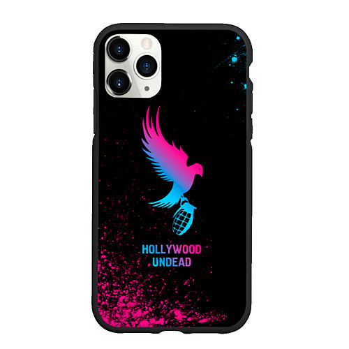 Чехол iPhone 11 Pro матовый Hollywood Undead - neon gradient / 3D-Черный – фото 1