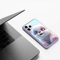 Чехол iPhone 11 Pro матовый Милый белый пушистый медвежонок, цвет: 3D-светло-сиреневый — фото 2