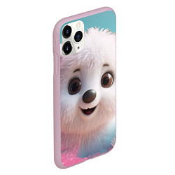 Чехол iPhone 11 Pro матовый Белый пушистый медвежонок, цвет: 3D-розовый — фото 2