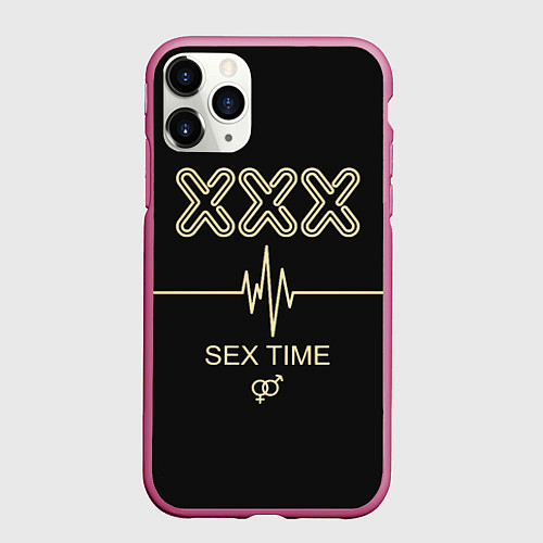 Чехол iPhone 11 Pro матовый Sex Time / 3D-Малиновый – фото 1
