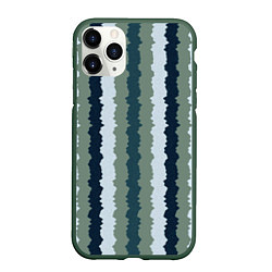 Чехол iPhone 11 Pro матовый Широкие полосы тёмно-зелёный, цвет: 3D-темно-зеленый