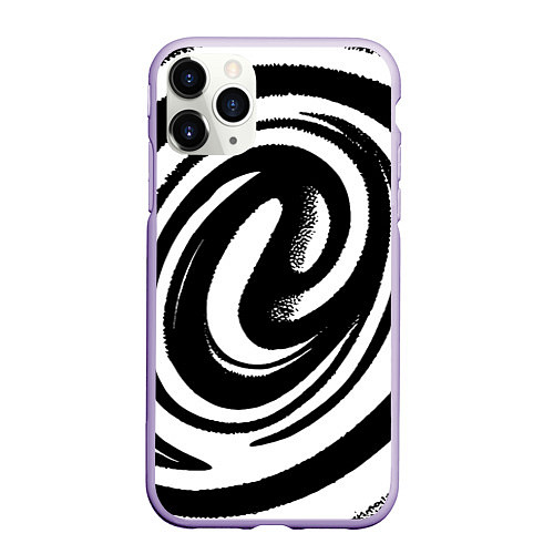 Чехол iPhone 11 Pro матовый Черно-белая воронка / 3D-Светло-сиреневый – фото 1