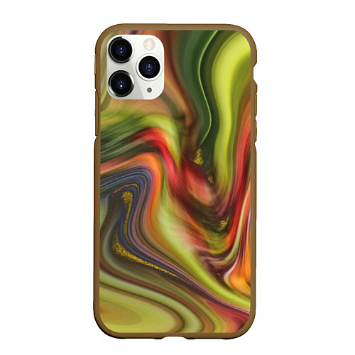 Чехол iPhone 11 Pro матовый Abstraction waves / 3D-Коричневый – фото 1