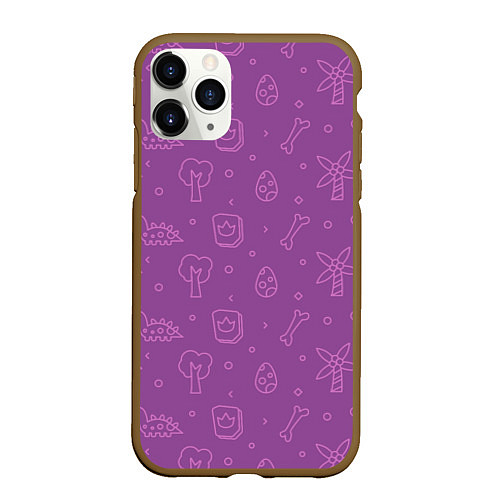 Чехол iPhone 11 Pro матовый Violet dinosaurs / 3D-Коричневый – фото 1