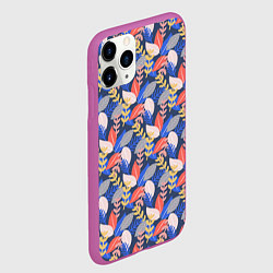 Чехол iPhone 11 Pro матовый Яркие листики, цвет: 3D-фиолетовый — фото 2
