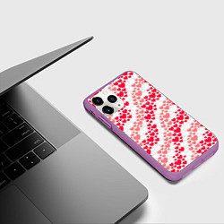Чехол iPhone 11 Pro матовый Волны Любви - сердечки, цвет: 3D-фиолетовый — фото 2