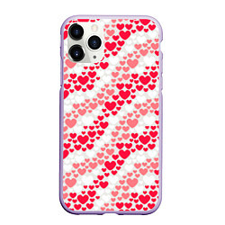 Чехол iPhone 11 Pro матовый Волны Любви - сердечки, цвет: 3D-светло-сиреневый
