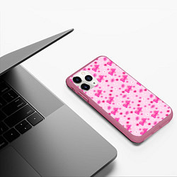 Чехол iPhone 11 Pro матовый Барби, сердечки и цветочки, цвет: 3D-малиновый — фото 2