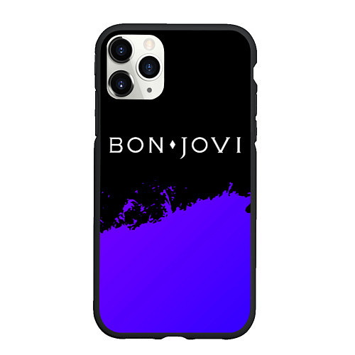 Чехол iPhone 11 Pro матовый Bon Jovi purple grunge / 3D-Черный – фото 1
