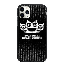 Чехол iPhone 11 Pro матовый Five Finger Death Punch с потертостями на темном ф, цвет: 3D-черный