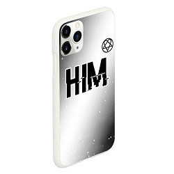 Чехол iPhone 11 Pro матовый HIM glitch на светлом фоне: символ сверху, цвет: 3D-белый — фото 2