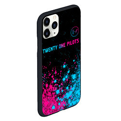 Чехол iPhone 11 Pro матовый Twenty One Pilots - neon gradient: символ сверху, цвет: 3D-черный — фото 2