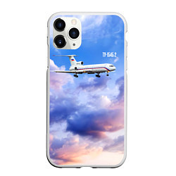 Чехол iPhone 11 Pro матовый Ту-154 Розовый закат