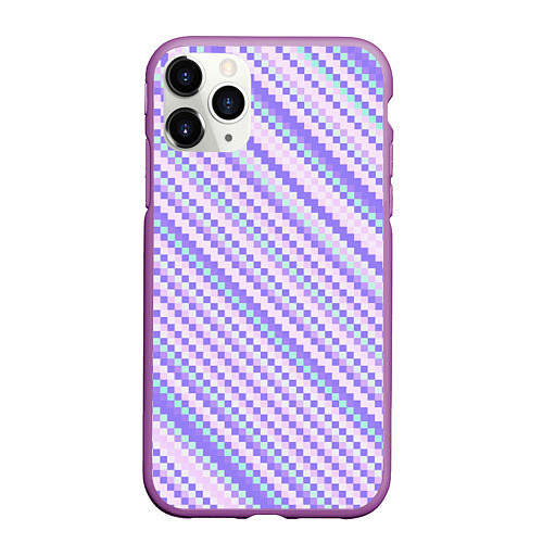 Чехол iPhone 11 Pro матовый Полосы пиксели розовый / 3D-Фиолетовый – фото 1